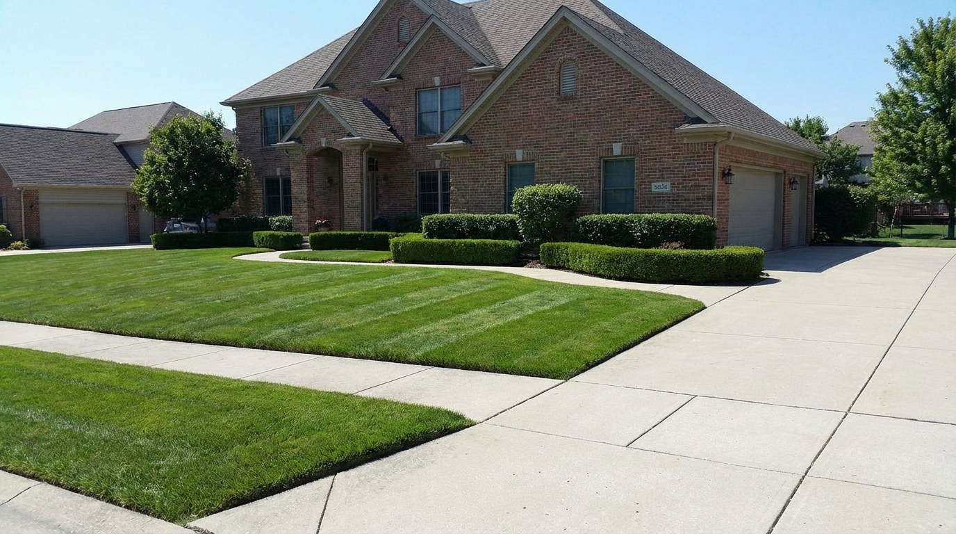 Freshly mowed lawn with perfect striped pattern - Austin, TX